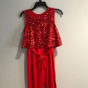 Red sequin jumpsuit